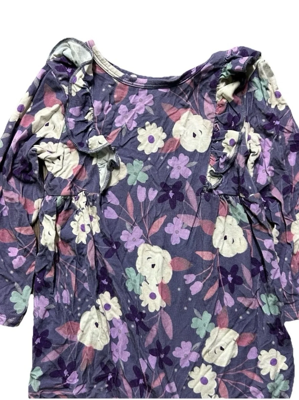 Toddler Girl Little Sleepies Purple Floral Bamboo Coverall Size 12-18 Months